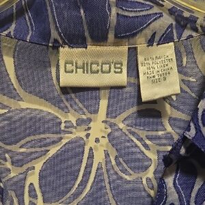 Chico's Indigo and Cream Patterned Top